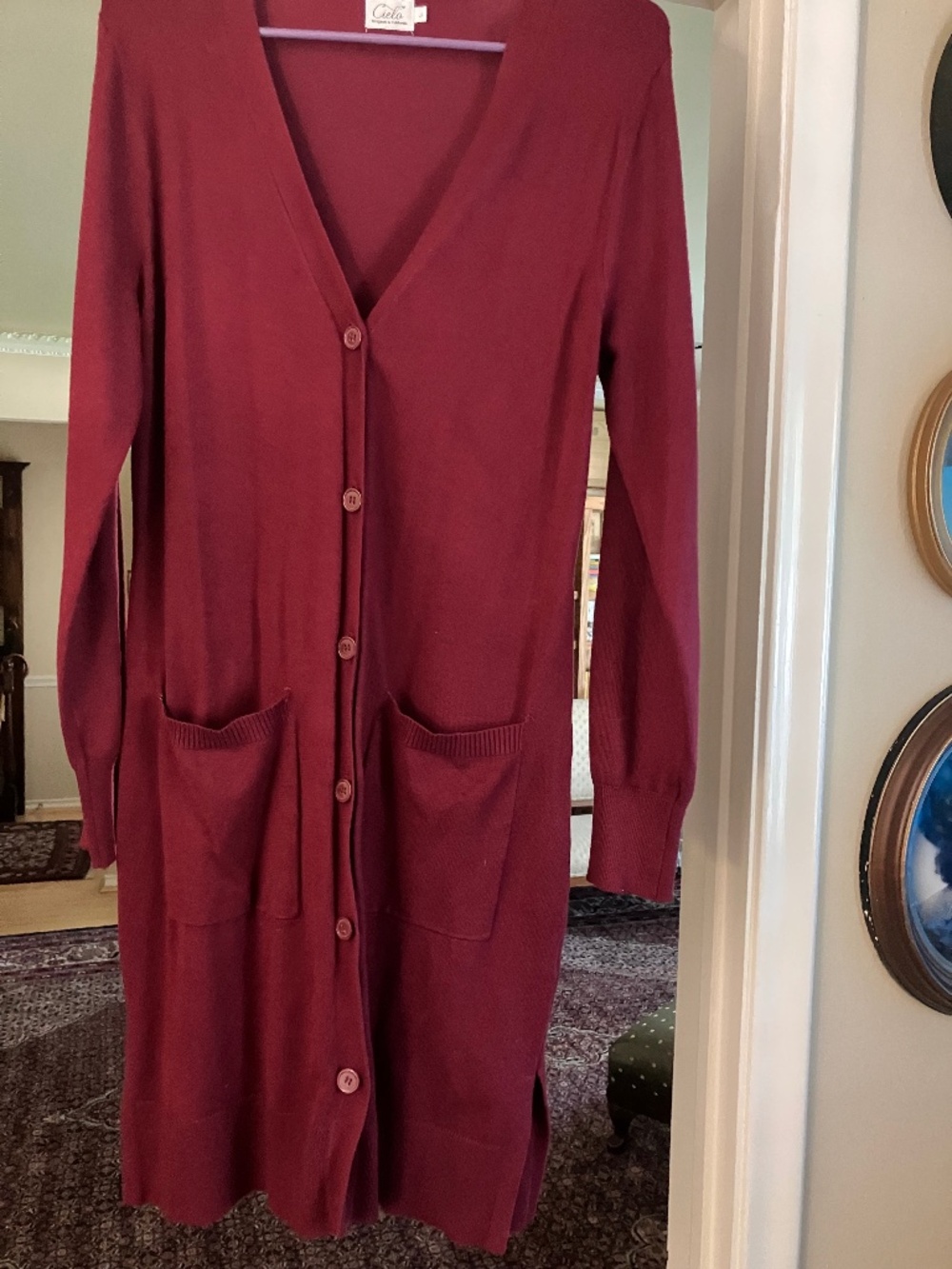 NWOT Cielo Maroon Button-up Long Cardigan